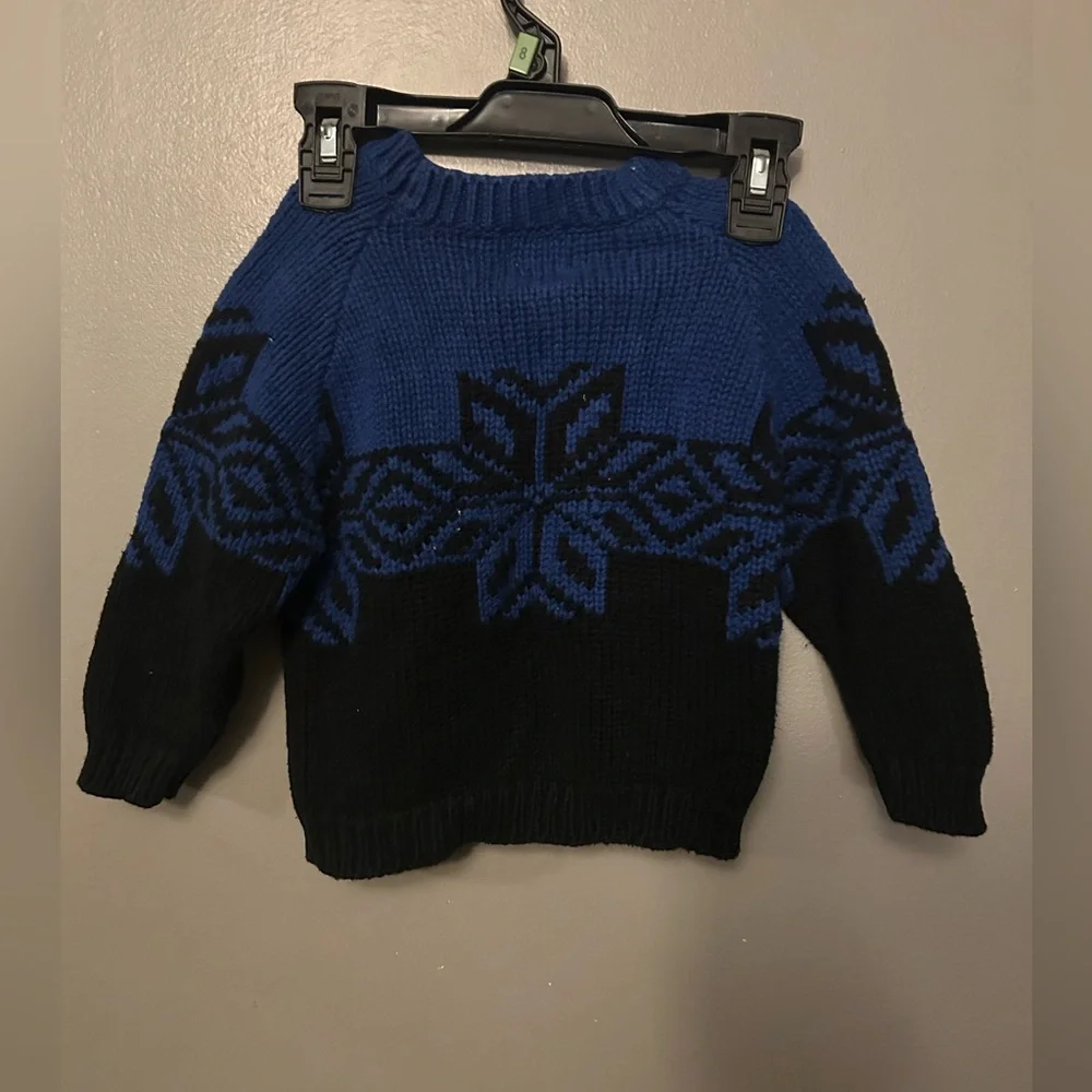 Vintage Baby Gap sweater - blue/black snowflake print 100% cotton